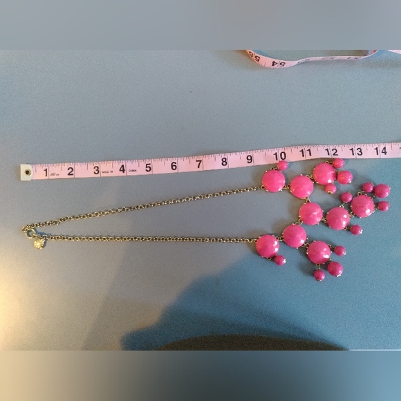 EUC J. Crew Hot Pink Lucite Bubble Gold Tone Bib Statement Necklace - Picture 13 of 14